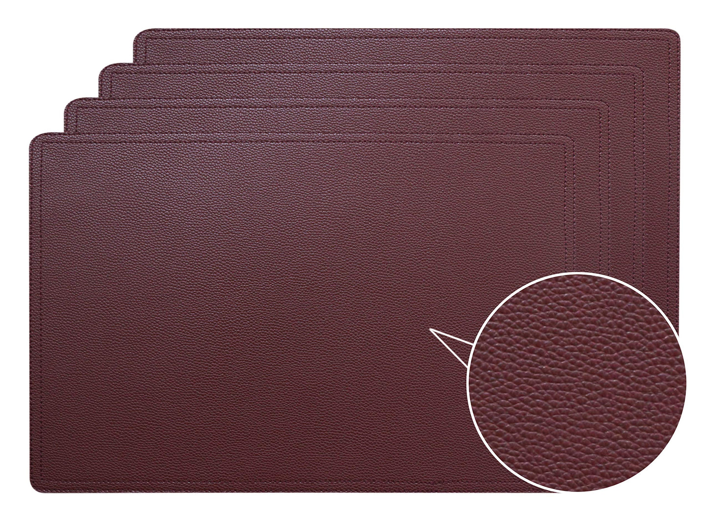 Faux Leather Red Placemats, PU Table Mats, Set of 4, Waterproof, Stain Resistant, Heat Resistant, Non-Slip Easy to Clean for Kitchen Dining Table,Conference Table