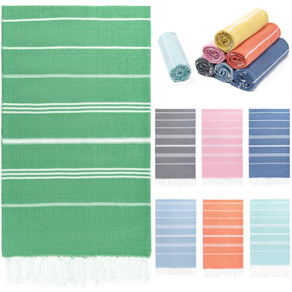 Aegero Turkish Beach Towel, 36"x71" Quick Dry Sand Free Oversized Bath Pool Swim Towel, Lightweight Travel Turkish Towels Vacation Essentials, Green