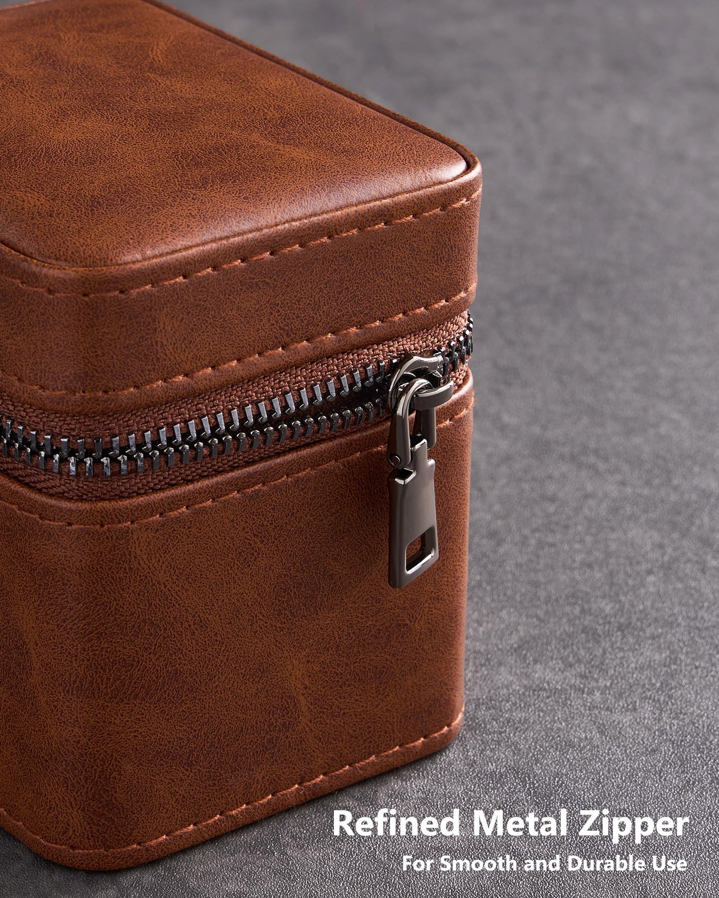 ProCase Single Watch Travel Case for Men, PU Leather Portable Watch Holder, Compact Small Carrying Storage Box for Luxury Watches & Smartwatches with Jewelry Compartment, Fathers Day Gift -Brown