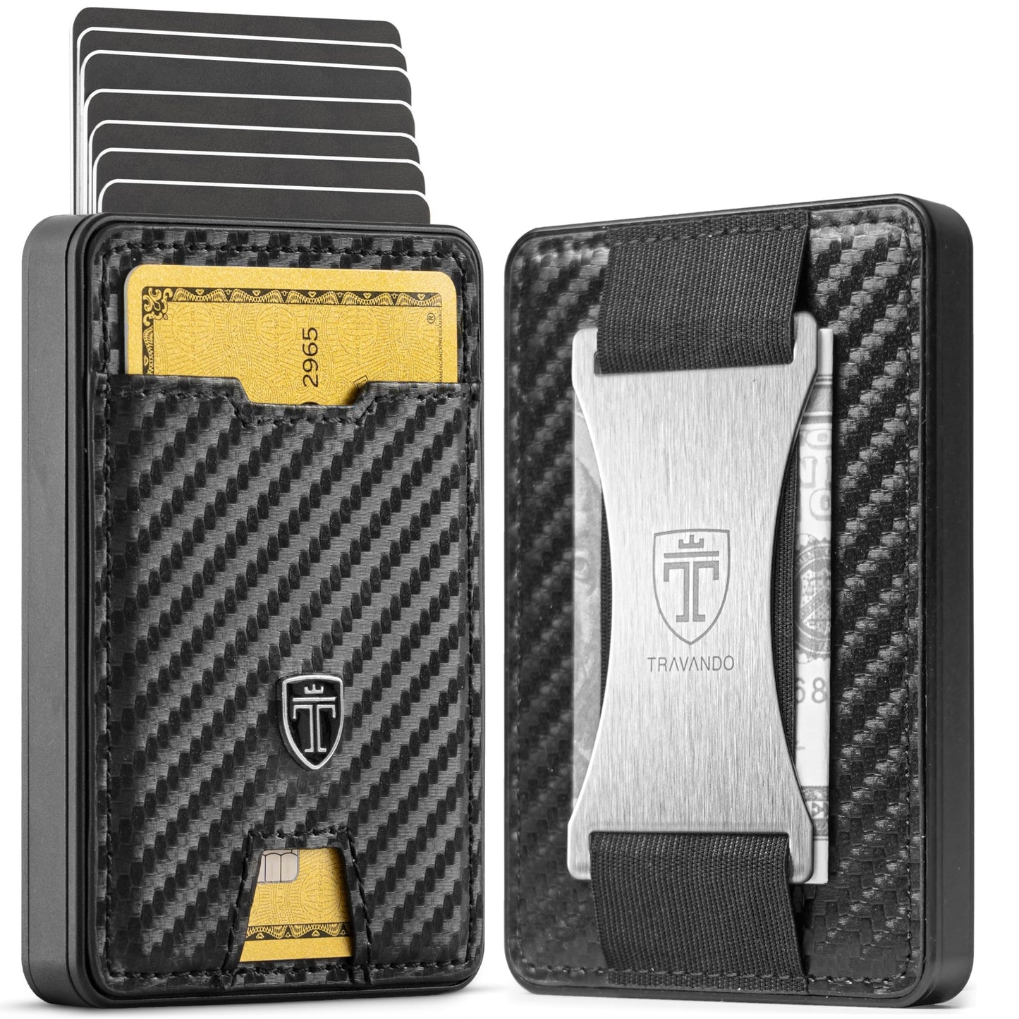 TRAVANDO Swype Slim Wallet for Men Metal RFID Blocking Mens Wallet Card Case (Without AirTag* Pocket)