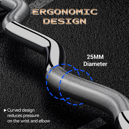 47" Olympic EZ Curl Bar - 500lb Capacity Heavy Duty Chrome Curling Bar for Biceps Triceps Workout, With 2 Spring Collars, Fits 2" Standard Weight Plates for Home & Gym Strength Training