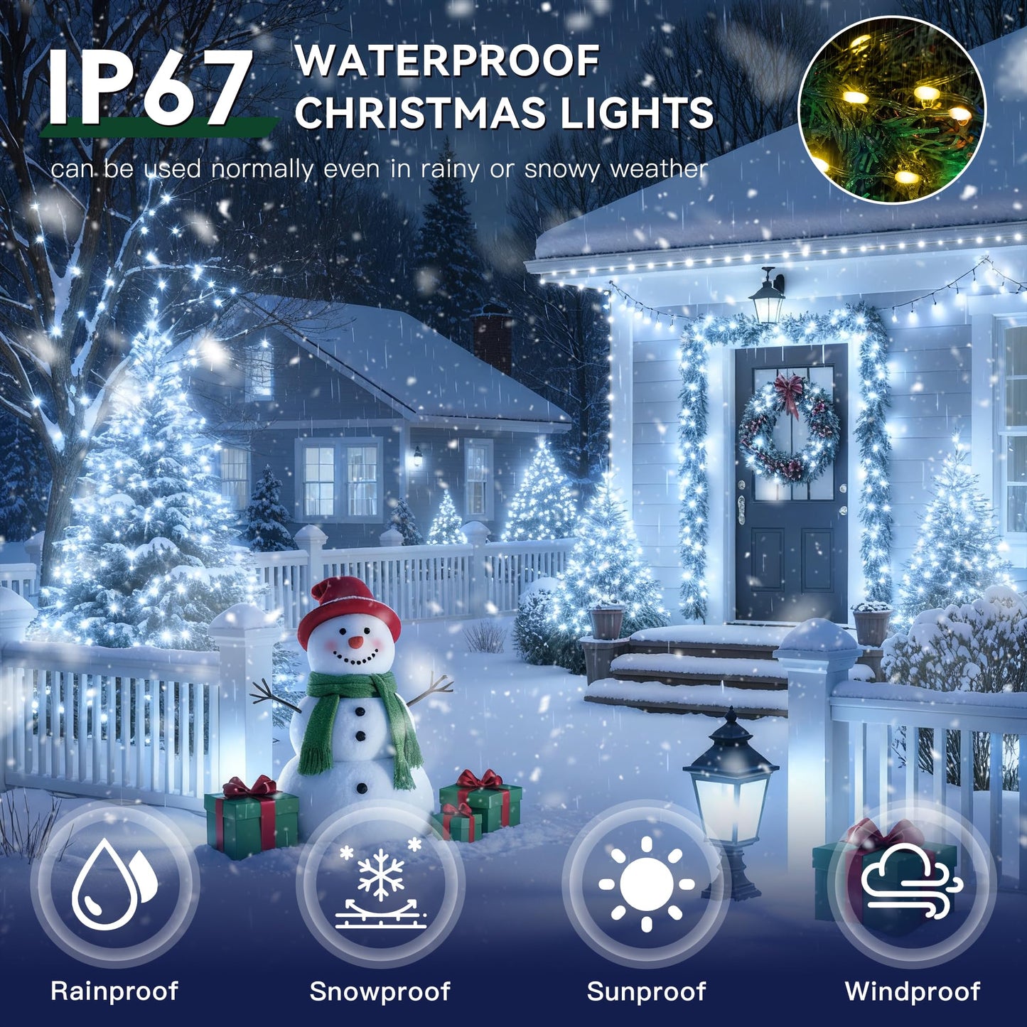 Soagrc 396FT 1200LEDs Outdoor String Lights Plug in IP67 Waterproof Twinkle Lights with Remote Dimmable 8 Modes Cool White Decorative Lights for Villa Backyard Pool Deck Summer Wedding Party Christmas