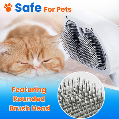 WIKIAZON 4 In 1 Cat Steam Brush, Self Cleaning, Anti Static Shedding Spray Comb, Hair Removal, Mist Indoor Steamy Grooming Brush for Dog, Water Spritz Defur with Steamer Cloud Para Gatos (White Pro)
