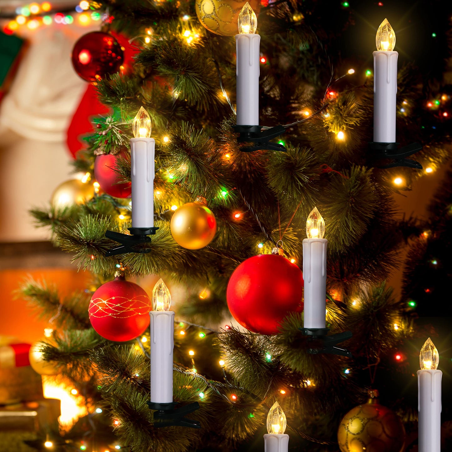 FREEPOWER 30PCS Flameless LED Taper Candles Battery Operated Christmas Tree Candle Lights With Remote Timer, Flickering Flame Mini Clip on Candles For Christmas Trees Garden Parties Home Decor (White)
