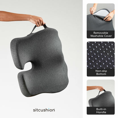 Extra Large Memory Foam Seat Cushions for Office Chairs, Pressure Relief Seat Cushion for Tailbone Pain Relief, Sciatica & Back Pain, Ergonomic Office Chair Cushion for Long Sitting & Driving (Black)