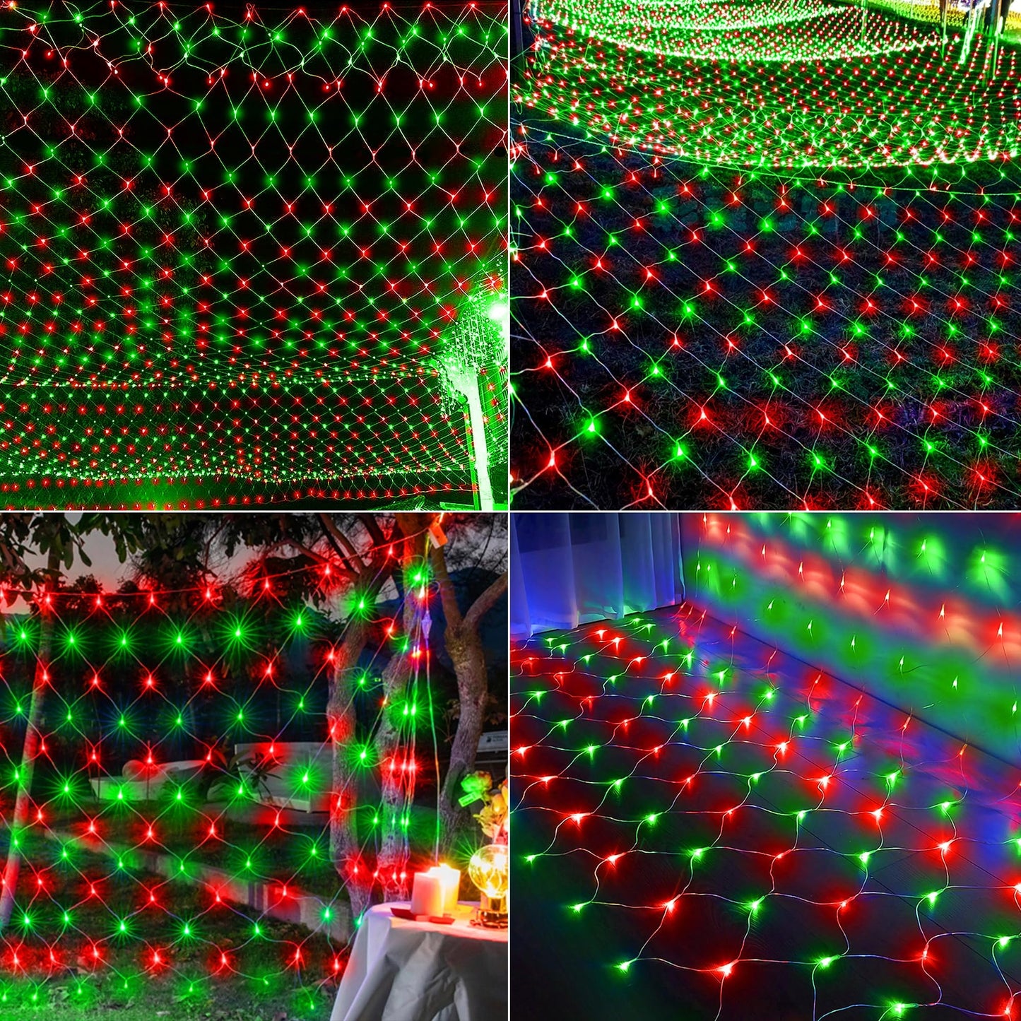198 LED Christmas Net Lights Plug in, 9.8 FT x 6.6 FT Red Green Waterproof Net Lights Outdoor, 8 Twinkle Modes Mesh Fairy Light for Xmas Tree Bush Garden Ceiling Holiday Decoration