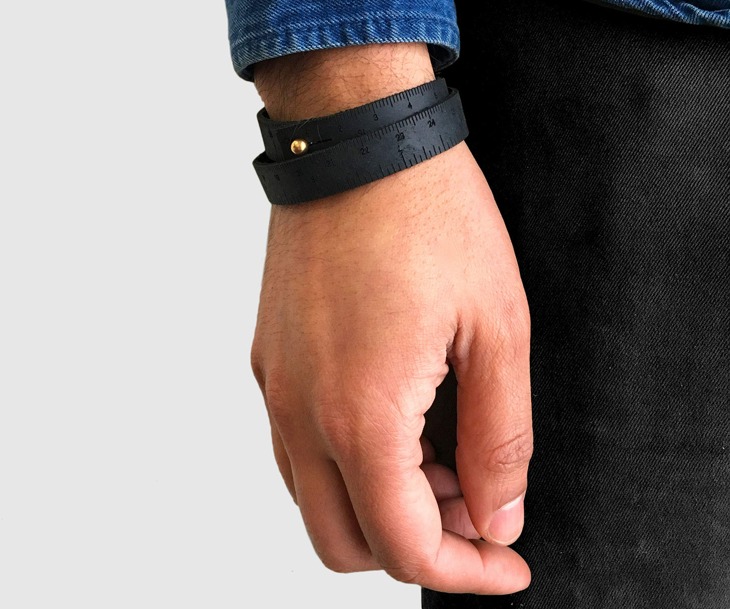 ILOVEHANDLES WRIST RULER Medium Brown 15"| Tape Measure Bracelet | Leather Cuff | Leather Wrap Bracelet | Sewing | Knitting | Crochet | Notion | Gift