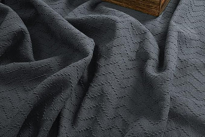 BELIZZI HOME 100% Cotton Bed Blanket, Breathable Thermal Blanket Full - Queen Size, Soft Chevron 90''x90'', Perfect for Layering Any All Season, Charcoal Grey