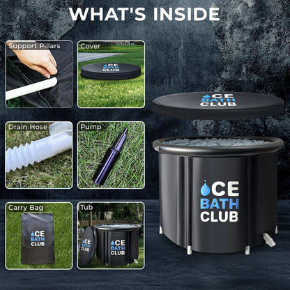 Portable Ice Bath Tub |116 Gallons Cold Plunge Tub for Athletes & Adults | Indoor and Outdoor Large Cold Plunge Tub for Cold Immersion Therapy and Rapid Recovery | Inflatable and Easy Setup | Black
