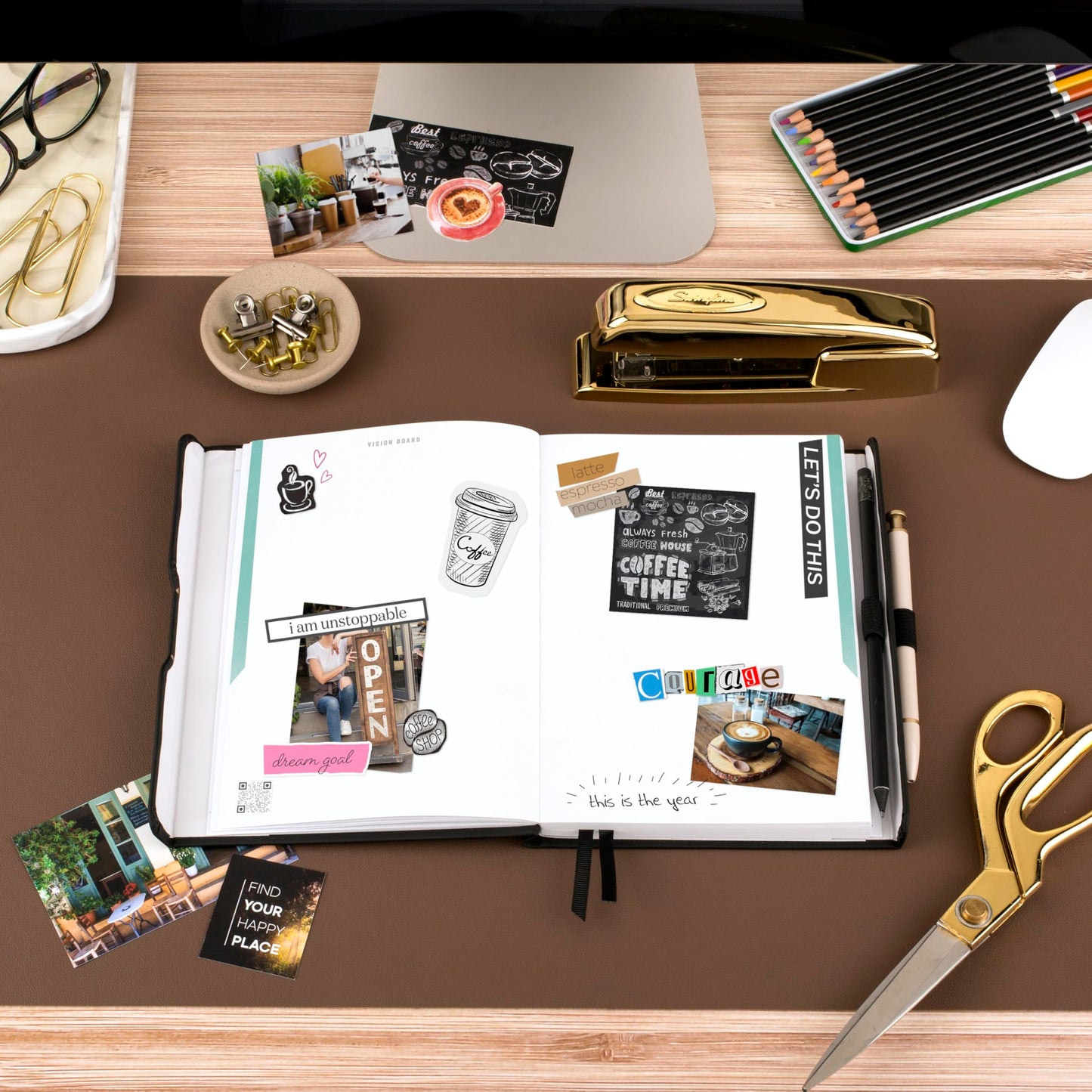 AT-A-GLANCE Undated Planner, Weekly & Monthly Goal Setting Journal, Track Progress, Create Habits, 5-3/4" x 8-1/4", Foundation, Black (FD2-200-05)