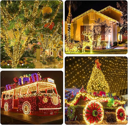 KNONEW 403FT 1000 LED Christmas Lights Outdoor String Lights 8 Modes & Timer Fairy Light Plug in Waterproof LED String Lights for Xmas Yard Tree Wedding Party Holiday Decorations (Warm White)