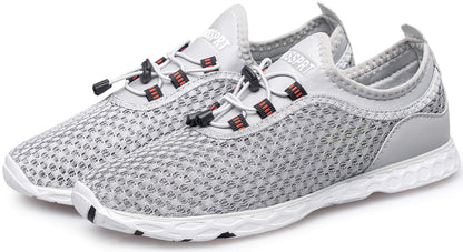 DOUSSPRT Men's Water Shoes Quick Drying Sports Aqua Shoes Grey Size 11