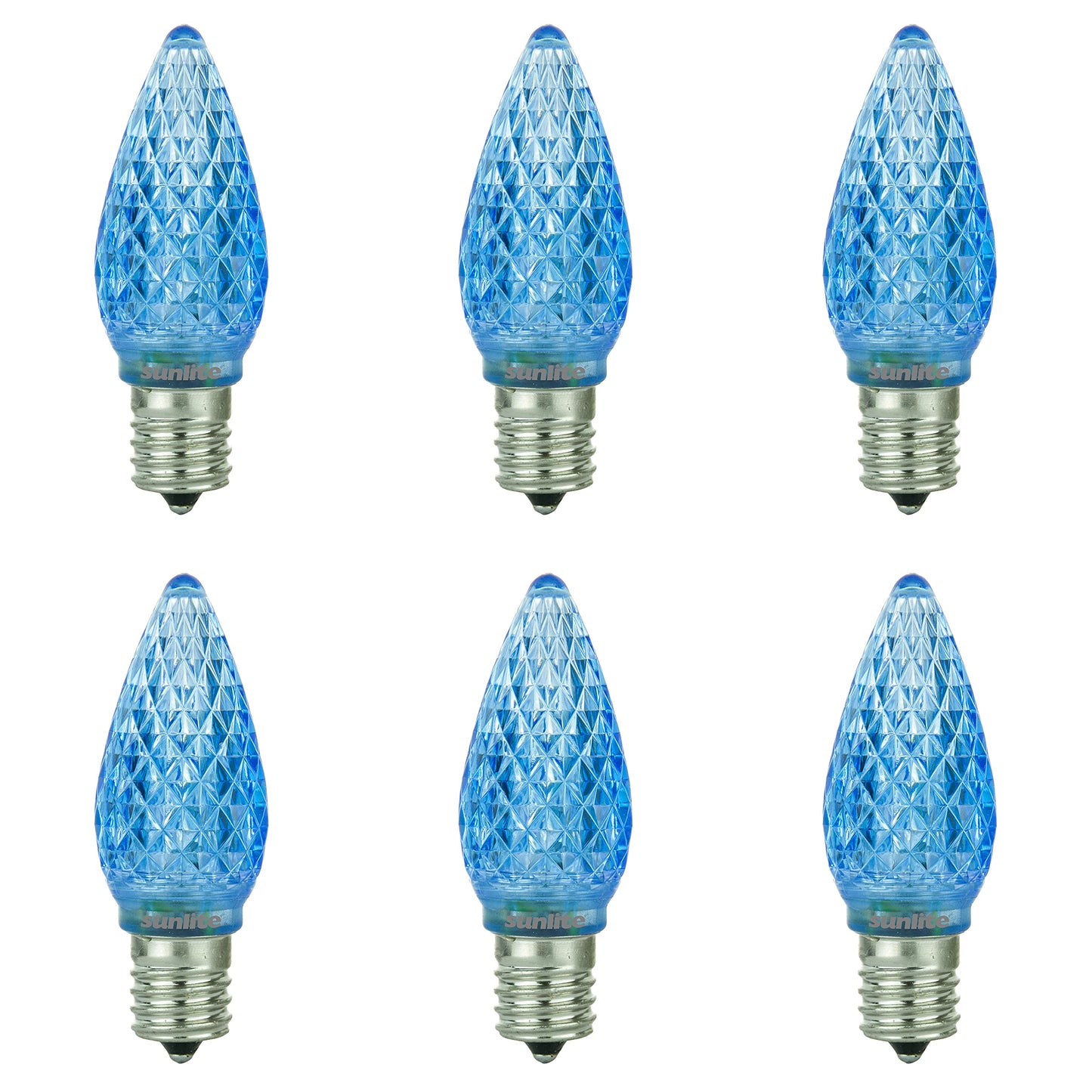 Sunlite 80705 LED C9, Holiday Decorative Light Bulb, 0.4 Watts, E17 Intermediate Base, Faceted Christmas-Lights; Nightlight, Blue