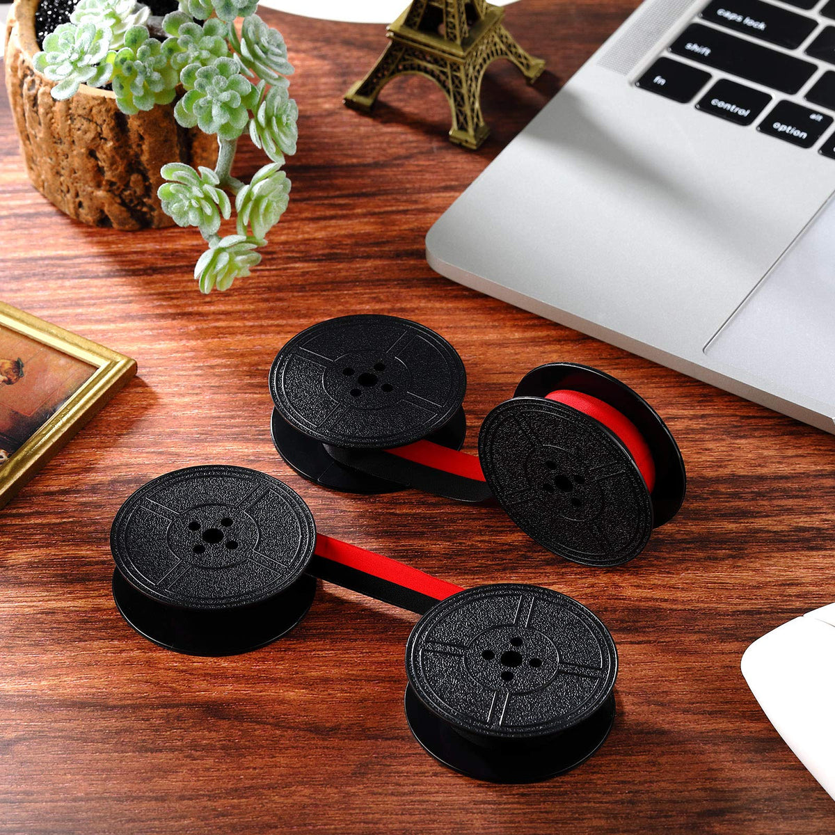 Tenare 4 Pairs Universal Typewriter Ribbon Twin Spool Ribbon Twin Spool Replacement Pack for Most Typewriter (Red,Black)