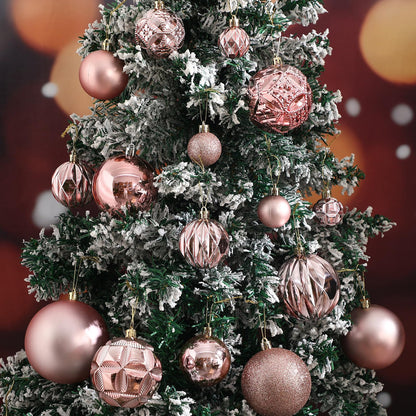 Soulchen 46 Pcs Rose Gold Christmas Balls Ornaments Set, 3.94/3.15/2.36/1.57 Inch Shatterproof Christmas Tree Hanging Plastic Balls Xmas Ornaments Decor for Xmas Tree Wreath Party Decoration Supplie