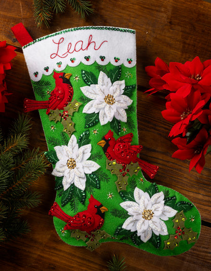 Bucilla Felt Applique 18" Stocking Making Kit, Blossoms and Birds, Perfect for DIY Arts and Crafts, 89554E