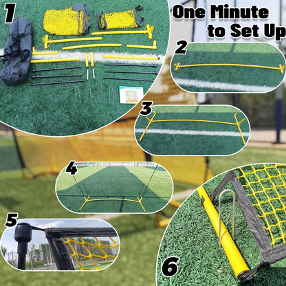 PreGymnastic Portable Soccer Rebounder with Carrying Bag, Dual-Sided Rebounder for Solo Passing, Receiving, Trapping Practice - Large & Small Rebound Net, Weather Resistant