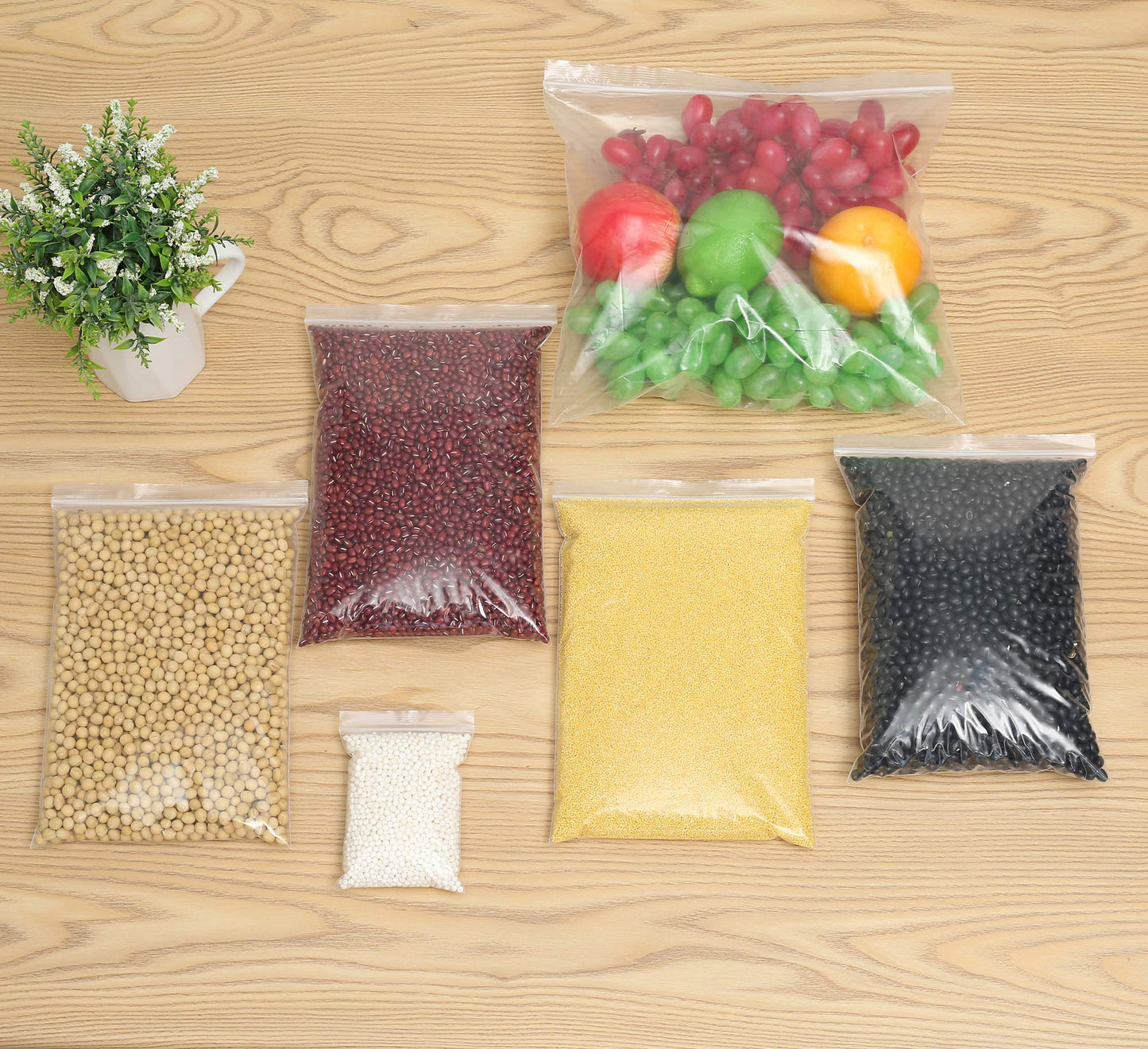 100 Pack 8" x 10" Thick 2.4Mil Clear Zip Seal Lock Poly Bags Reclosable Zip Plastic Bag Durable Envelopes Photos Cards Snack Zipper Bags