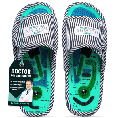 MEDISTELLAR Shiatsu Home Acupressure Massage Slippers for Plantar Fasciitis, Acupuncture Foot Massager, Pain Relief & Muscle Relaxation