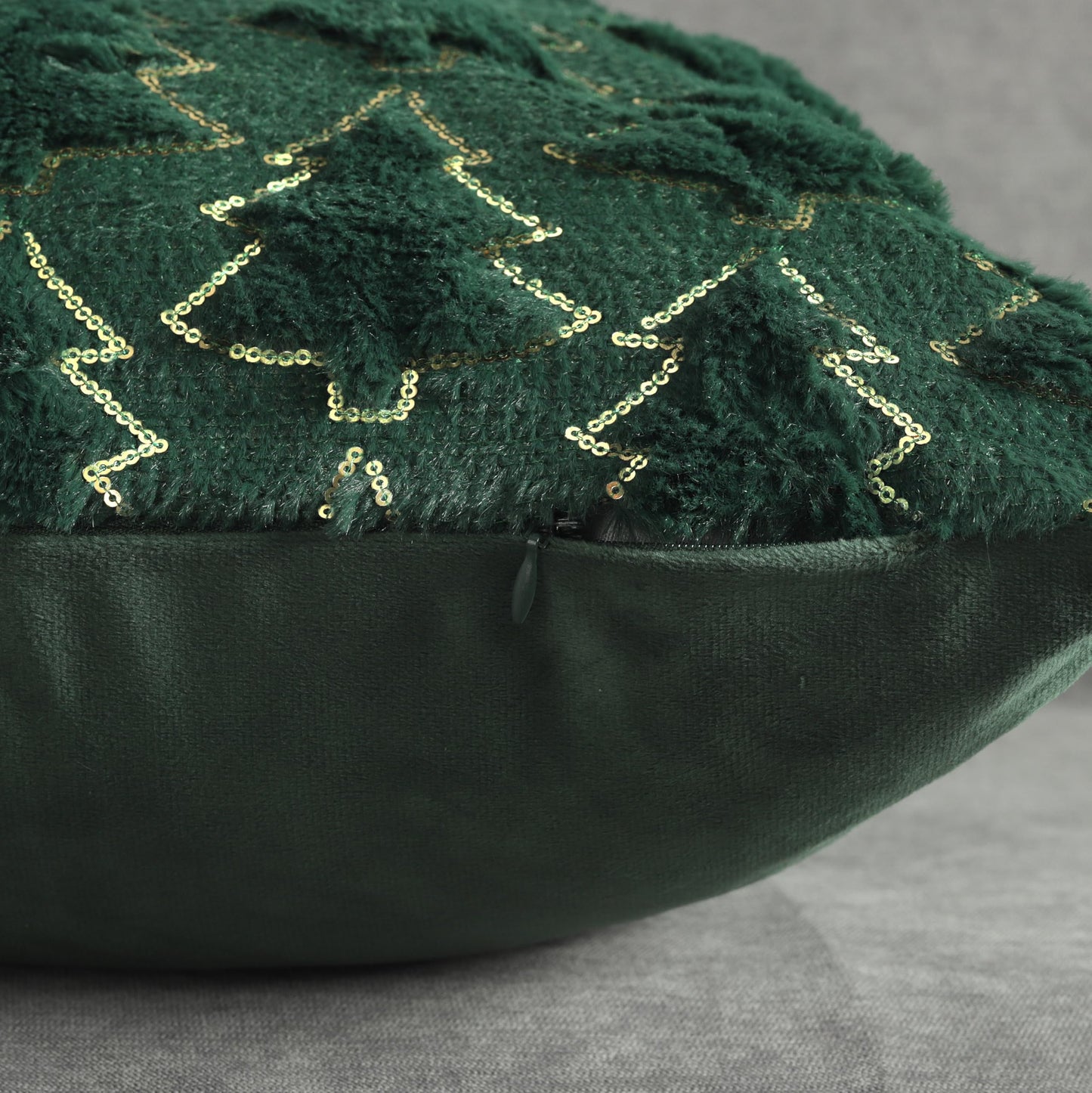 4TH Emotion Christmas Tree Decorative Lumbar Pillow Covers 12x20 Set of 2, Green Soft Plush Faux Fur Farmhouse Throw Cushion Cases for Xmas Winter Holiday Home Decorations