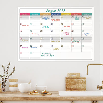 Large Dry Erase Calendar for Wall - Undated Dry Erase Calendar, Erasable Laminated Calendar for Wall with 8 Round Stickers, 40" x 28", Monthly Calendar for Office, Home, Classroom - Colorful