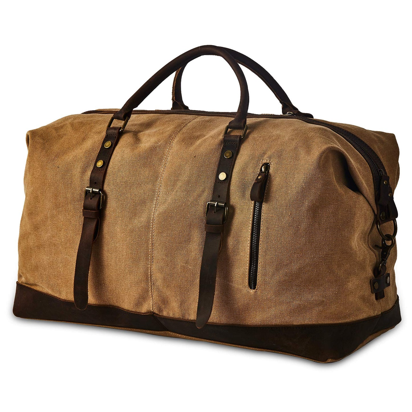BRASS TACKS Leathercraft Men's Waxed Canvas Vintage Overnight Duffel Weekend Business Excursion Road Bag Travel Luggage