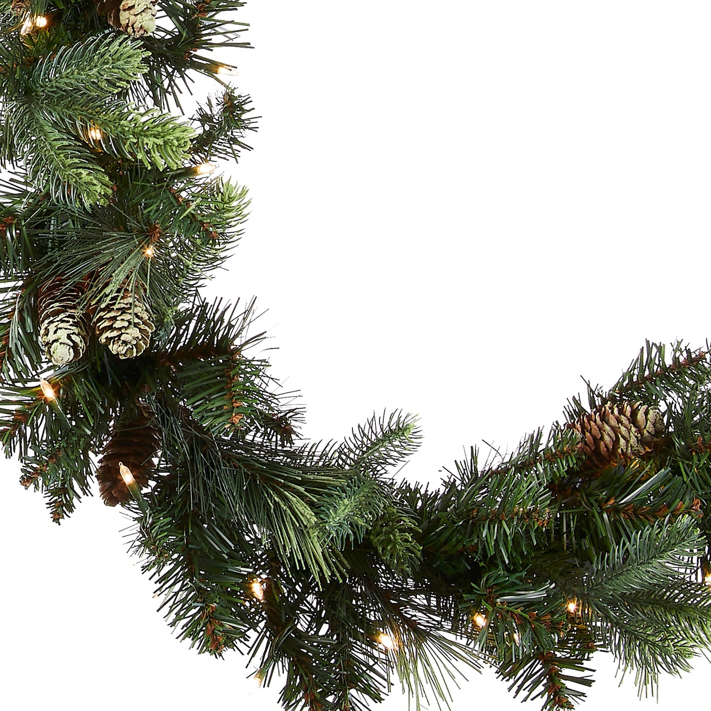 National Tree Company 9 ft Pre-Lit Carolina Pine Artificial Christmas Garland, Christmas Decoration with Pinecones, 100 Warm White LED Lights, 240 Tips, Timer, Green