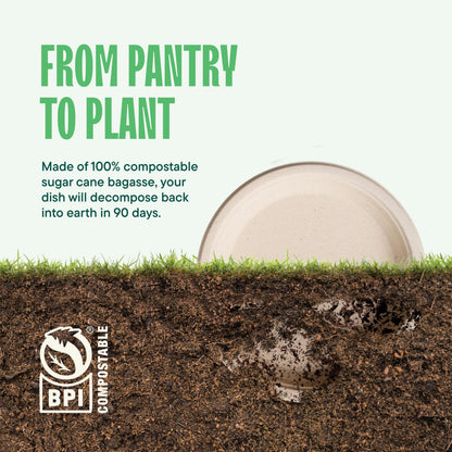 100% Compostable Paper Plates, Heavy Duty Disposable Plates [125-Pack] 9 Inch Plates - Eco-Friendly, Biodegradable Sugarcane Bagasse, Natural Unbleached Brown 9" Dinner Paper Plate Disposable