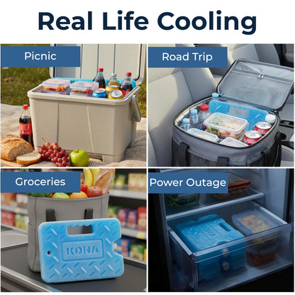 Kona Blue Ice Large Ice Packs for Coolers - Long Lasting Design - Refreezable Reusable Cooler Ice Pack (2)