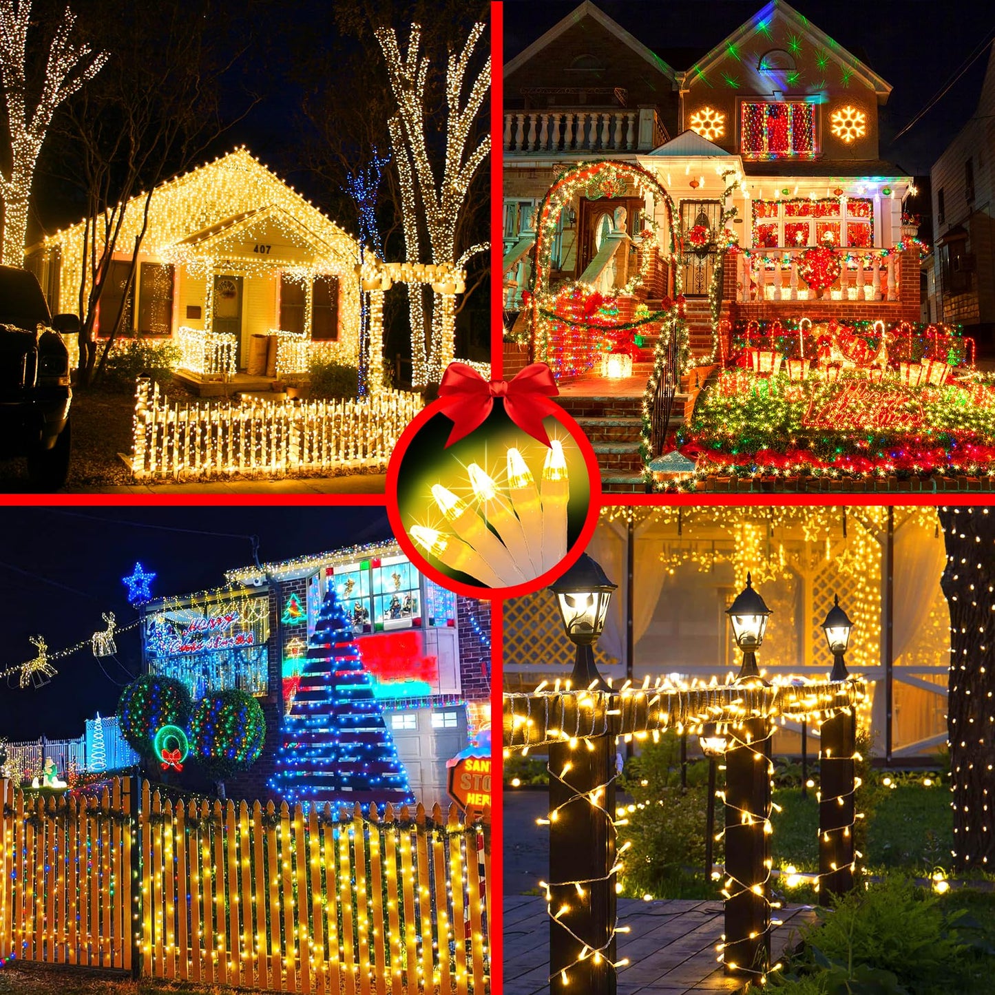 509FT Christmas Lights Outdoor 1350 LED Christmas Tree Decorations Lights with 8 Modes & Timer Memory, Plug In Clear Wire Waterproof LED Xmas Lights for Yard Trees Wedding Party Holiday (Warm White)