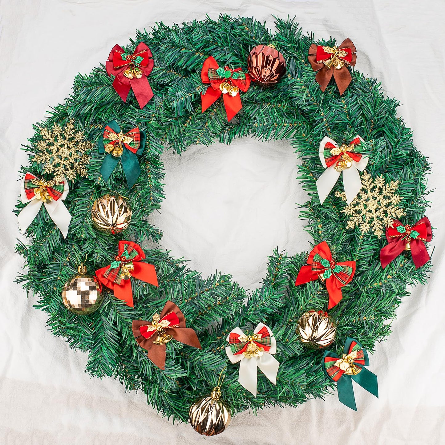 Voeveca 20 Pack Christmas Bows, Bowknot Wreath Bow with Jingle Bells for Christmas Garland Tree, Crafts, Wrapping, Wreath Xmas Hanging Ornaments Decor (20, Green)