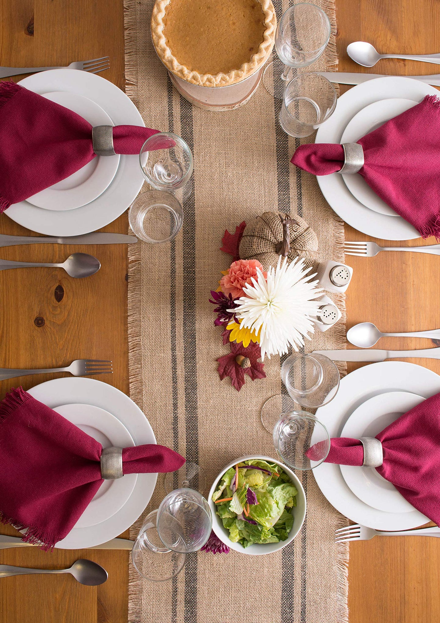 DII Decorative Assorted Silver Napkin Ring Set, One Size, Silver Textured Square, 6 Count