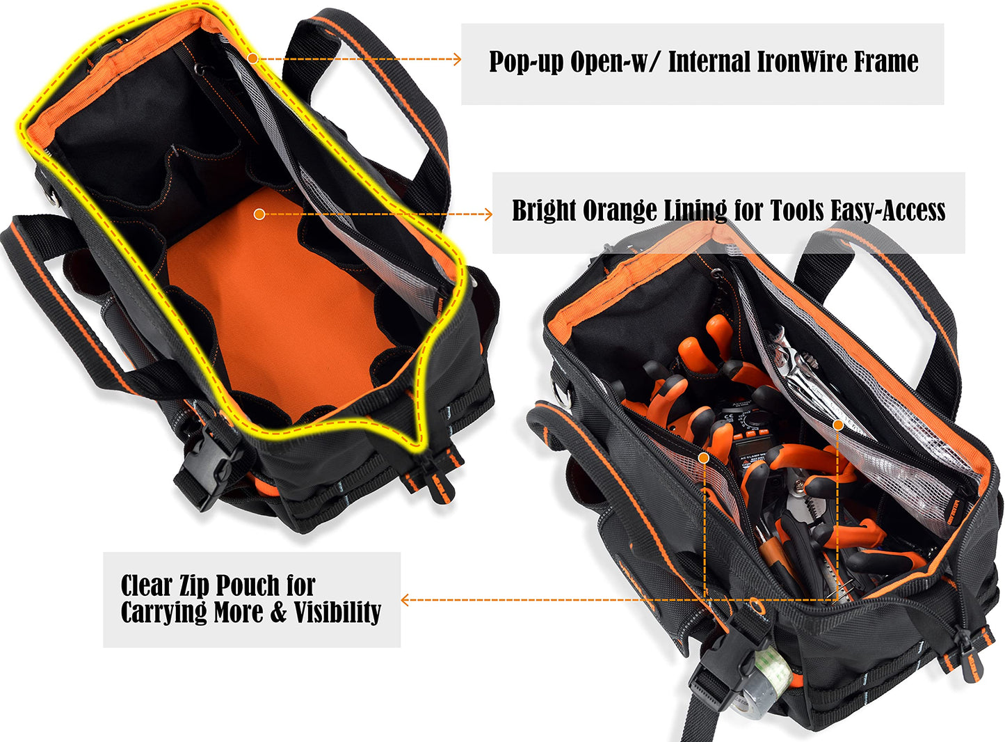 WELKINLAND 13-Inch Small Tool Carrier, Electrician's Organizer, HVAC Tech's Bag, Men's Drill Bag
