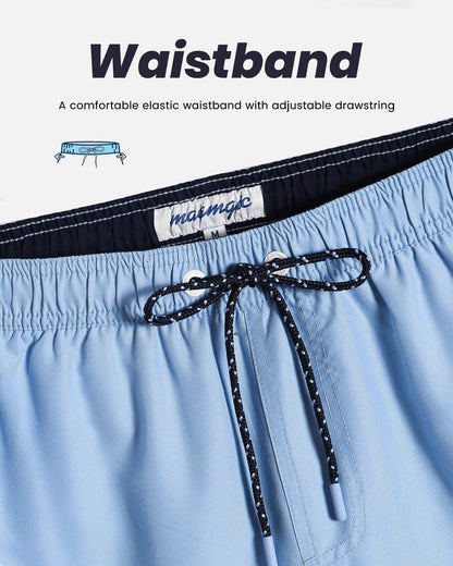 maamgic Mens Swim Trunks Quick Dry Swim Shorts with Mesh Lining Funny Swimwear Bathing Suits 7inch Solid Lake Blue Medium