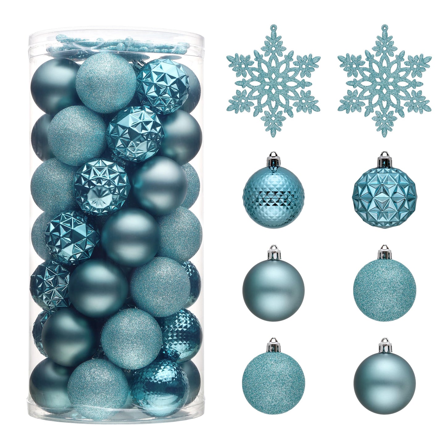 Valery Madelyn Christmas Tree Decorations Ornament Set, 50ct 2 Inches Light Blue Shatterproof Christmas Ball Ornaments Hanging Xmas Holiday Party Decor