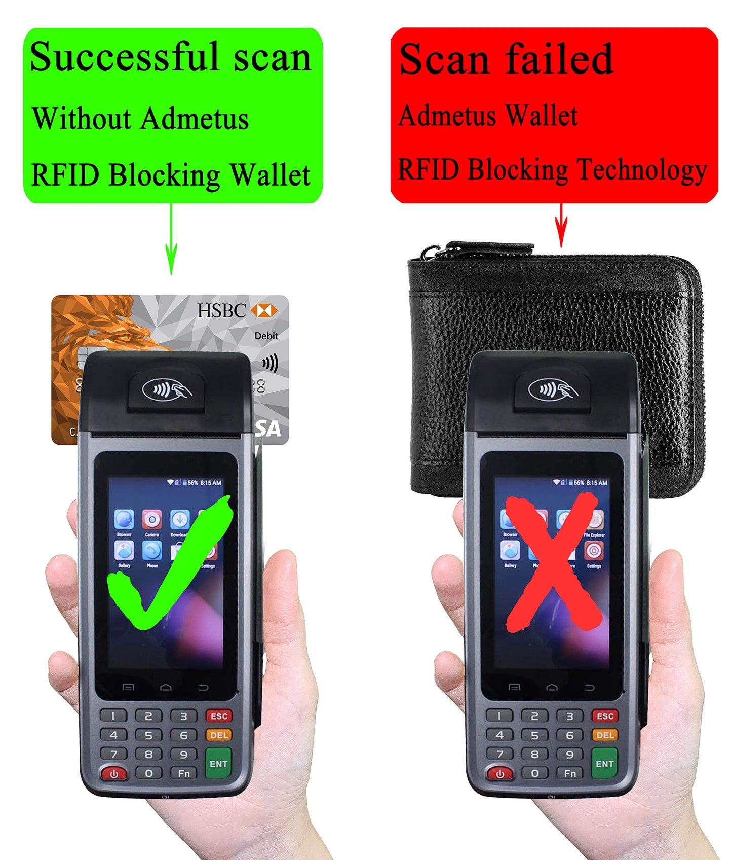 RFID Wallet for Men Leather Zip Wallet Bifold Card Holder Purse with Zipper Coin Pocket(Black-21)