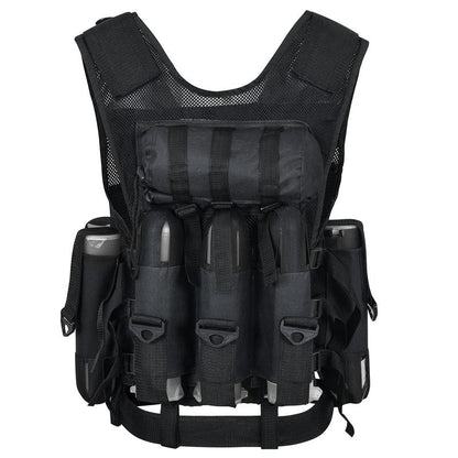 9 pod Paintball/Tactical Vest with Barrel Pouch and Neck protector Unisex Combat vest with Adjustable Sides and Shoulder to Fit all