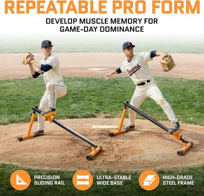 Baseball Pitching Lead Leg Trainer - Adjustable Stride & Resistance Aid for Pitchers | Heavy-Duty Steel, Improve Power & Balance