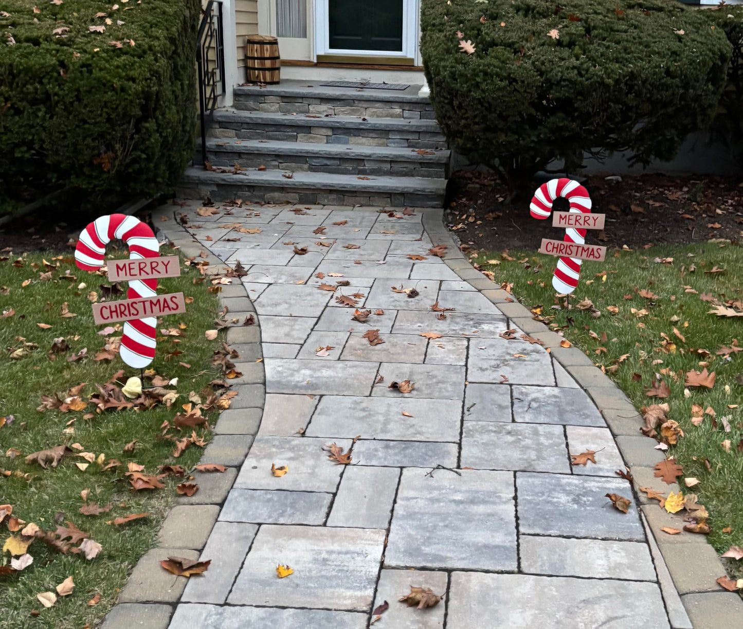 Worth Imports 30" Metal Merry Christmas Candy Cane Yard Stake, Set of 2