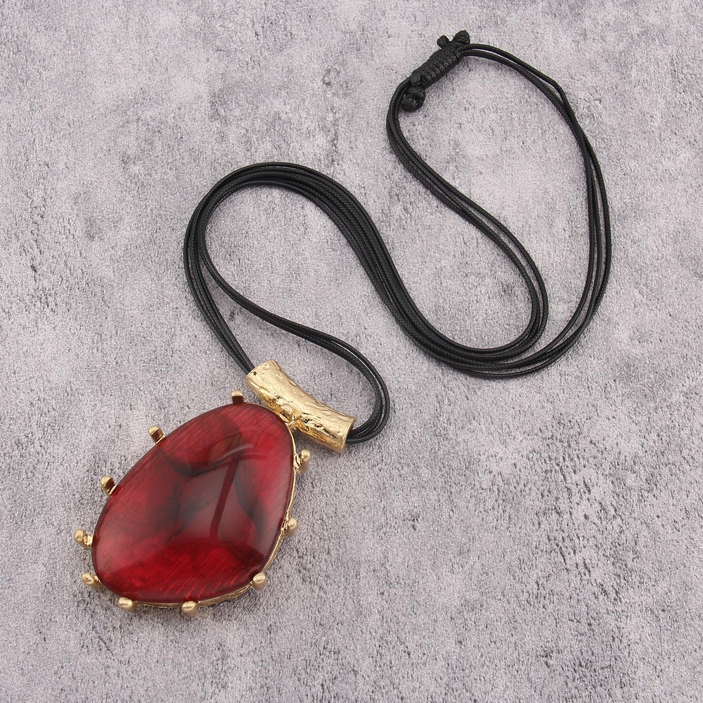 joymiao Big Necklaces for Women Statement Necklace Long Boho Pendant Necklace Bohemian Stone Necklaces Leather Choker Necklace Boho Hippie Jewelry