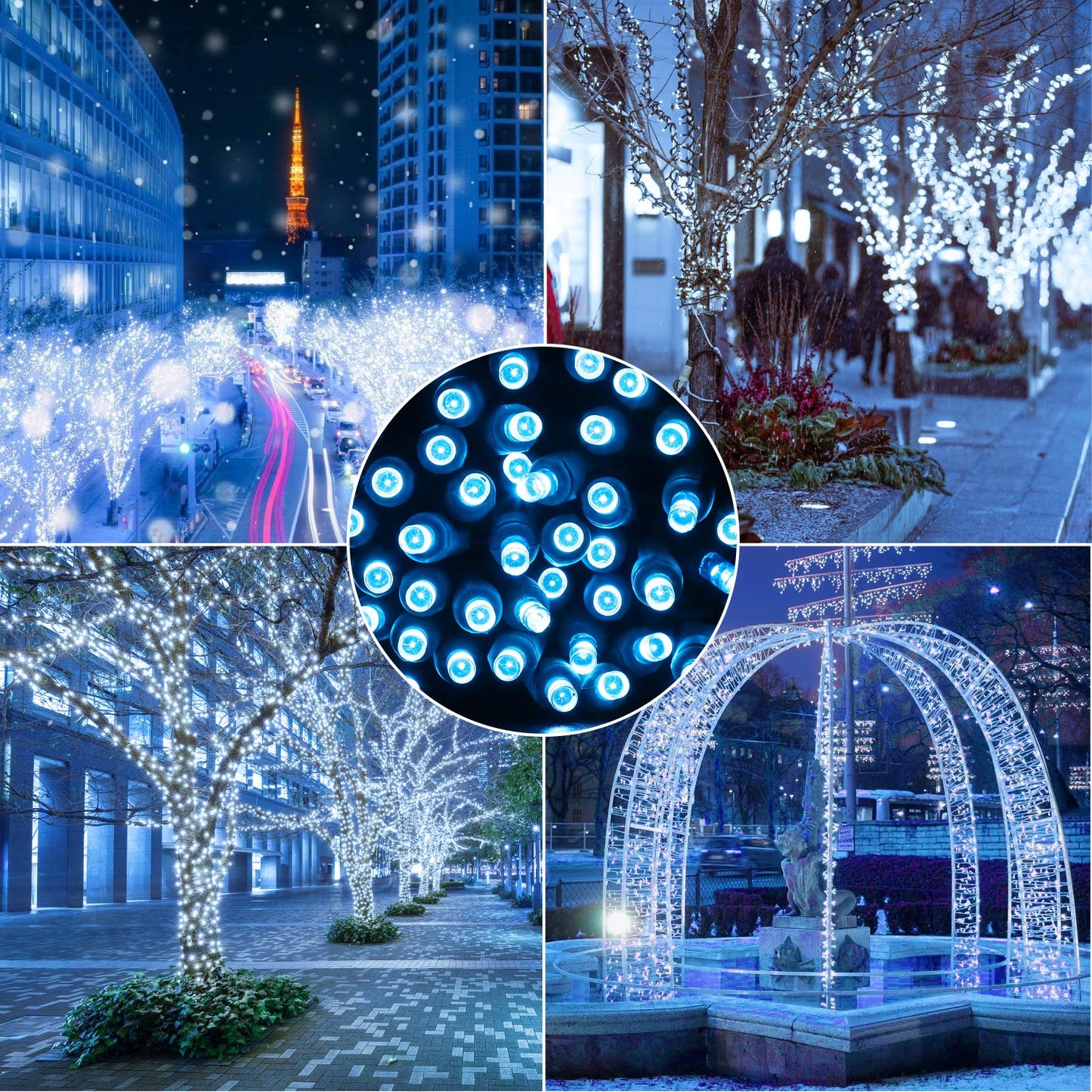 AIDDOMM 50 Counts Aqua LED Christmas Lights - 25ft 5mm String Lights Outdoor Commercial Grade Waterproof, Indoor Christmas Tree Decorations, Green Wire Mini String Lights, UL, IP:65