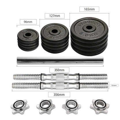 PROIRON 44Lbs Cast Iron Adjustable Dumbbell Set Hand Weight with Solid Dumbbell Handles Changed into Barbell Handily Great for Bodybuilding Fitness Weight Lifting Training Home Gym