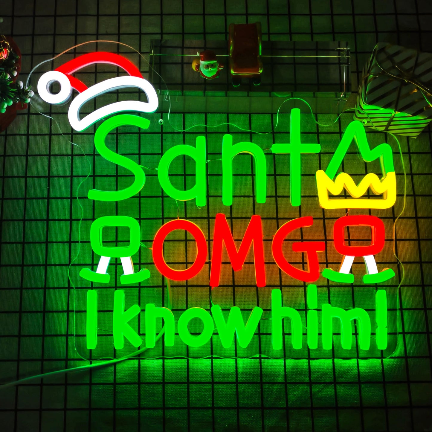 Santa I Know Him Neon Sign for Xmas Decoration Dimmable Christmas Neon Light Merry Christmas Neon Light Sign for for Party Gift Bedroom Art Wall Party Decor