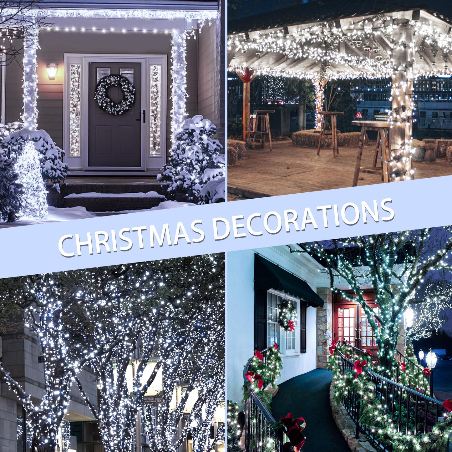 Kwaiffeo White Christmas Lights, 100ft 300LED Connectable Waterproof String Light Outdoor Indoor, 8 Modes Twinkle Light for Room Bedroom Wedding Holiday Outside Tree Decorations