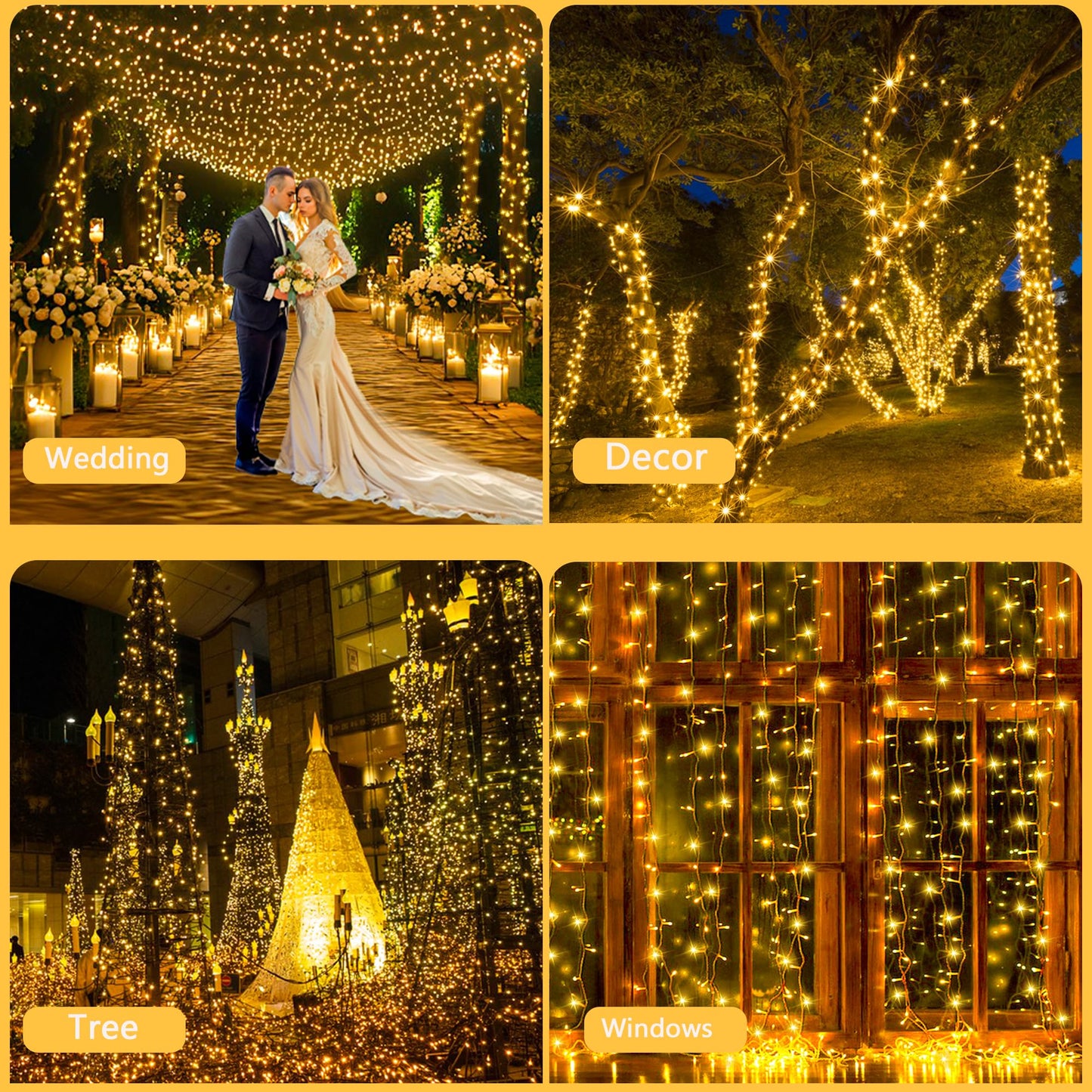 Kwaiffeo Christmas String Lights, 100FT 300LED 8 Modes Connectable Waterproof Warm White Christmas Lights Outdoor Indoor, Twinkle Fairy Lights for Room Bedroom Wedding Holiday Xmas Tree Decorations