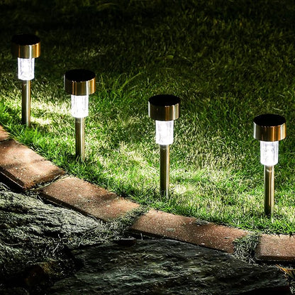 GIGALUMI Solar Lights Outdoor Waterproof,16 Pack Stainless Steel LED Solar Garden Lights for Patio, Lawn, Yard and Landscape(Cold White)