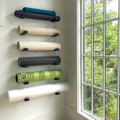 StoreYourBoard Yoga Mat Storage Rack, Large, Foam Roller Wall Hooks, Exercise Mat Holder, Fitness Gear Organizer (Large)
