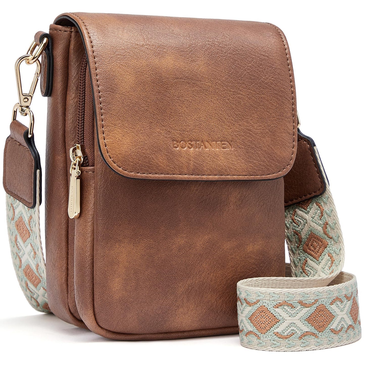 BOSTANTEN Small Crossbody Bags for Women Cell Phone Purse Leather Wallet Handbags with Card Slots Brown