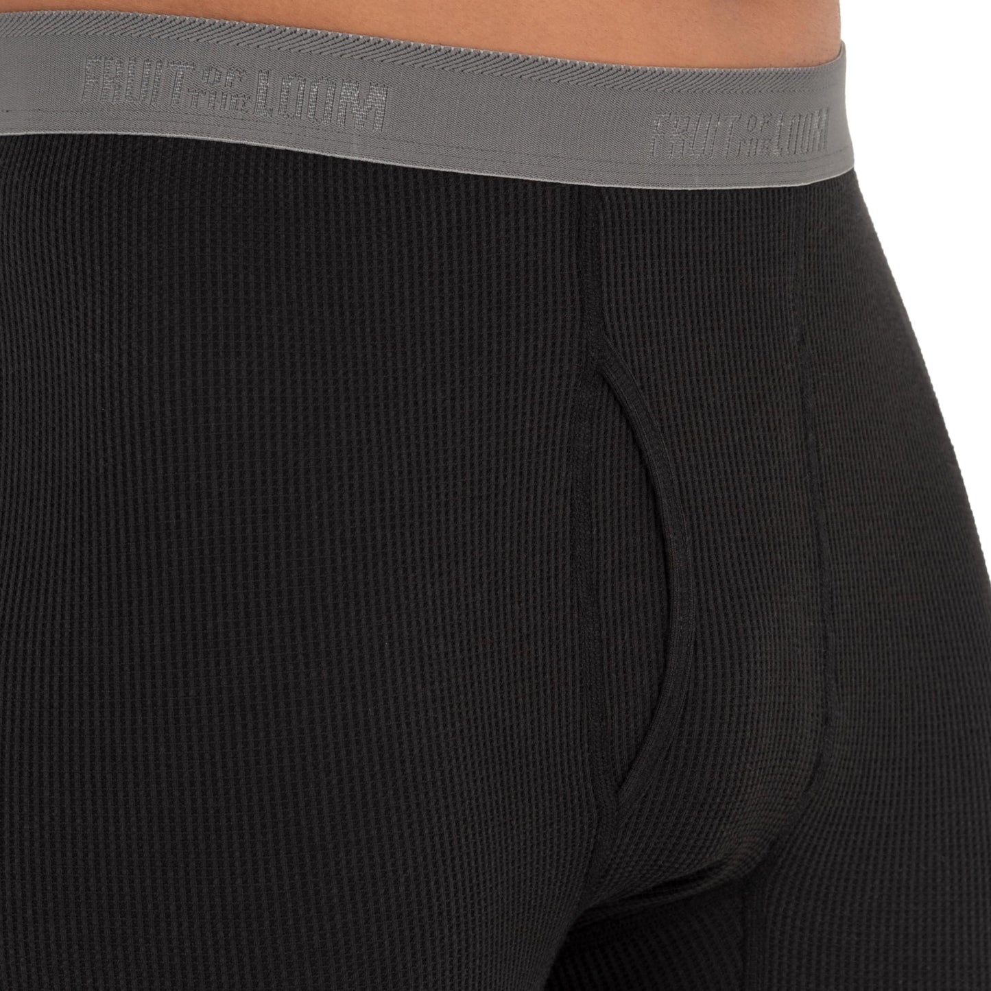 Fruit of The Loom Men's 3-Pack Recycled Waffle Thermal Underwear Bottom, Black/Black/Natural, Large