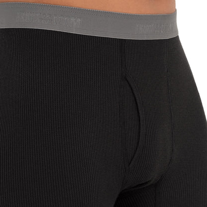 Fruit of The Loom Men's 3-Pack Recycled Waffle Thermal Underwear Bottom, Black/Black/Greystone Heather, X-Large